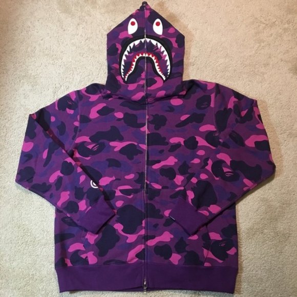 bape camo hoodie purple